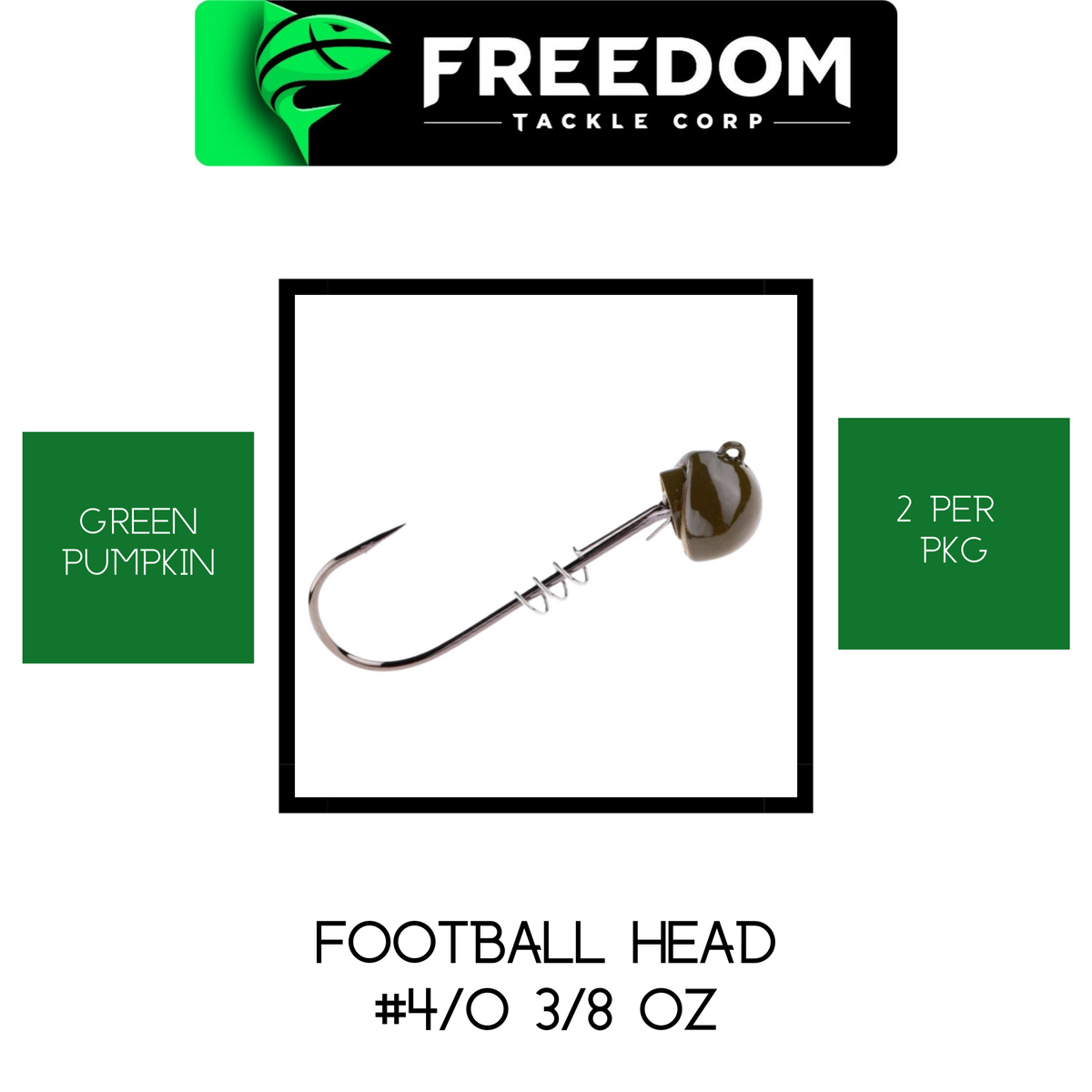 FREEDOM TACKLE FOOTBALL HEAD JIG-GREEN PUMPKIN 3/8 OZ – Tackle